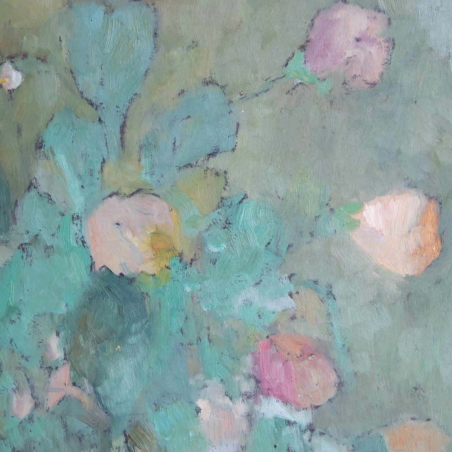 Impressionist Oil on Board – Floral Still Life with Vase