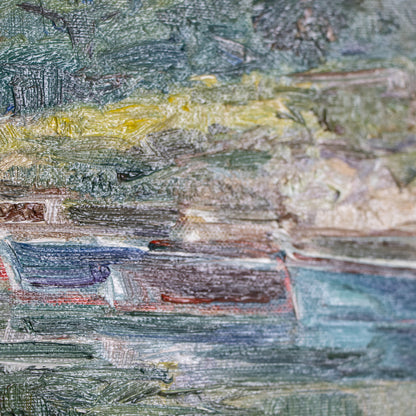 Transparencies – Mediterranean Fishing Boats. Signed Oil on Canvas