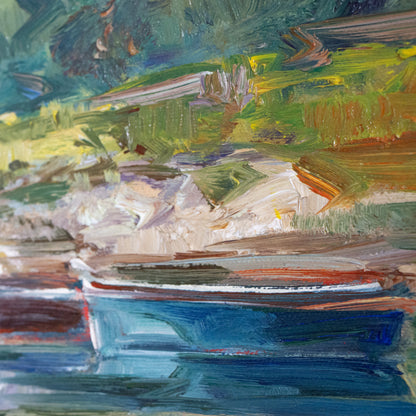 Transparencies – Mediterranean Fishing Boats. Signed Oil on Canvas