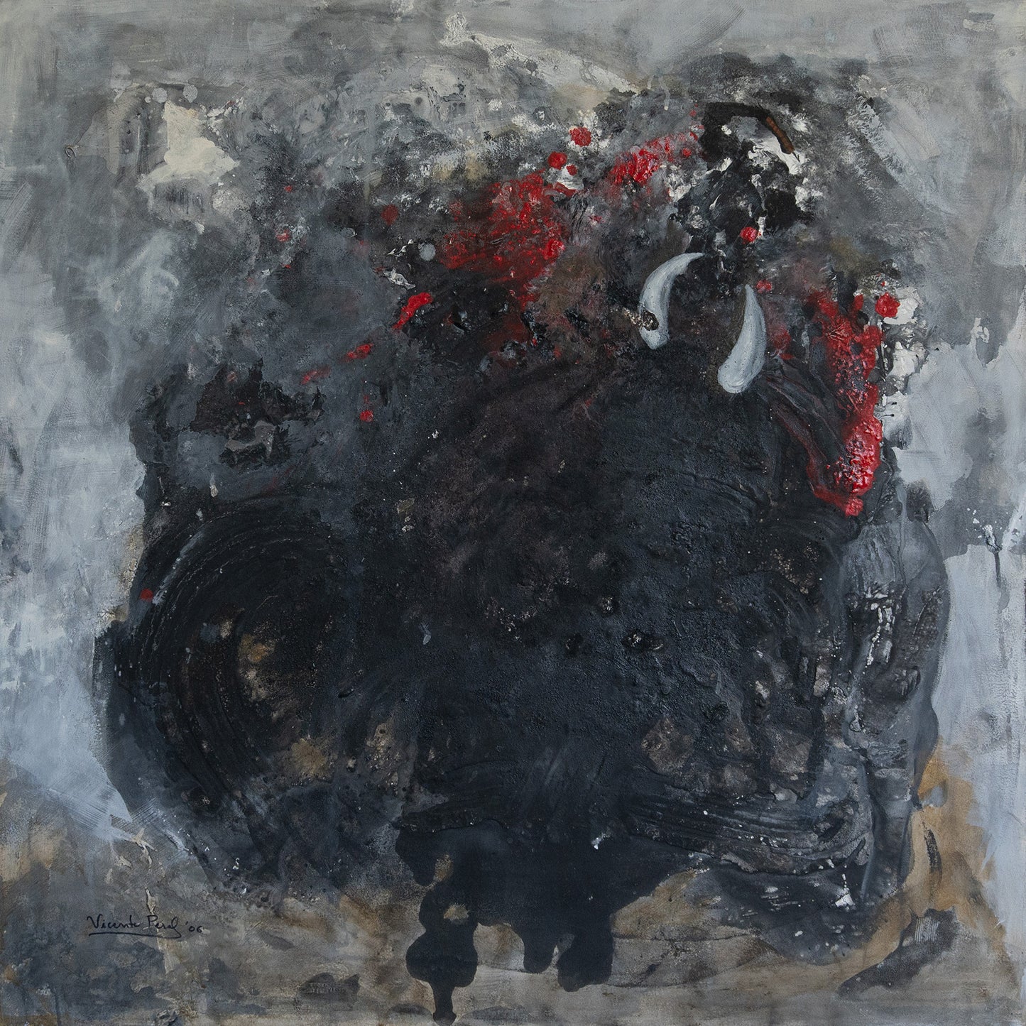 Abstract Expressionist Composition – Original Mixed Media on Canvas