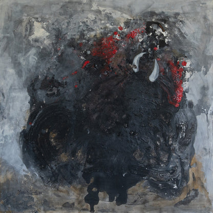 Abstract Expressionist Composition – Original Mixed Media on Canvas