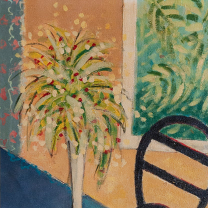 Interior Still Life with Vase and Chair - Mid 20th Century - Signed