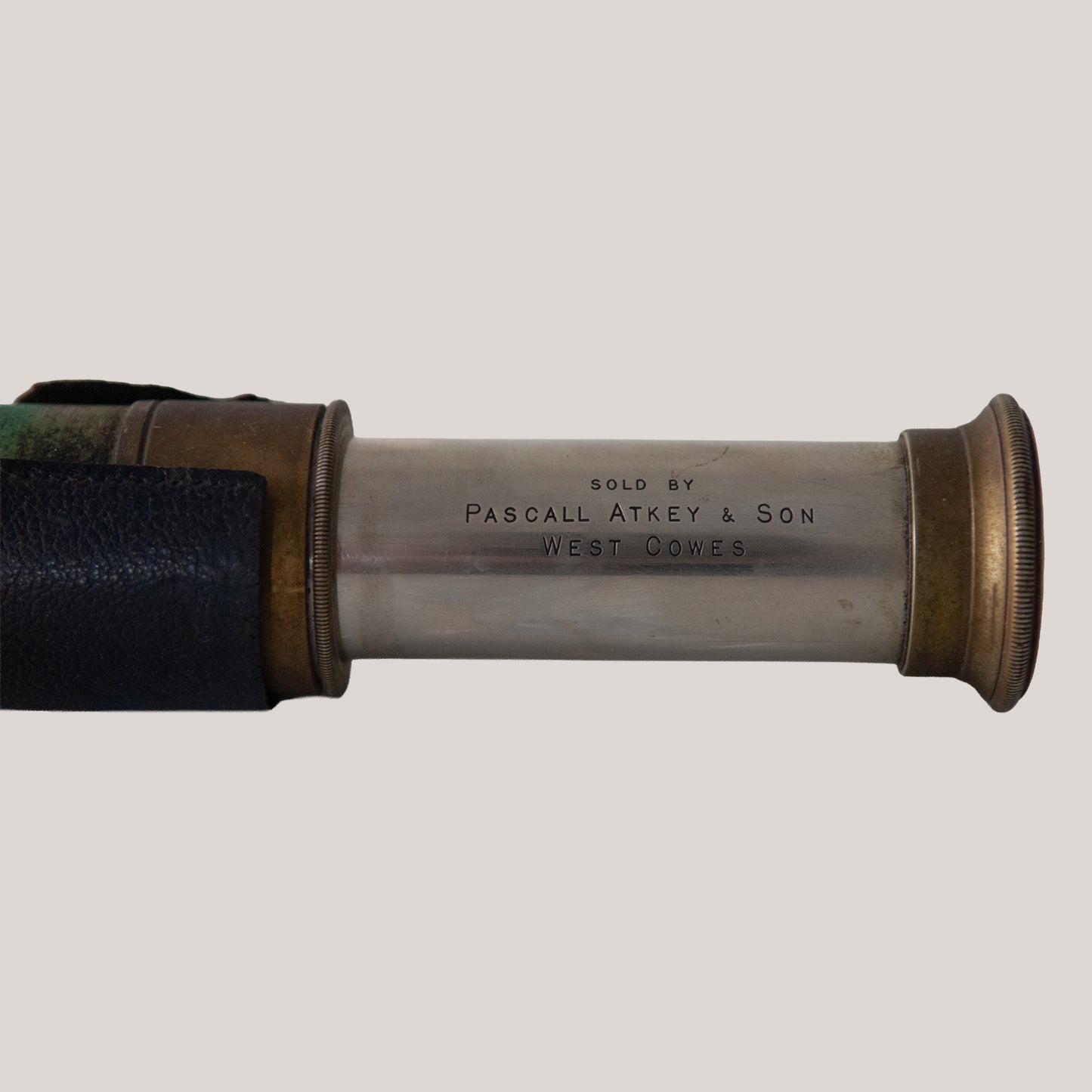 Ross London Marine Brass and green sharkskin shagreen Telescope