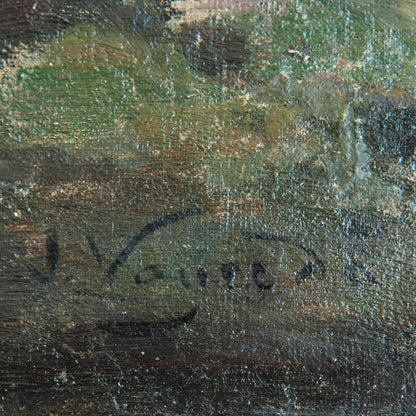 Women Washing by the Riverbank – Joaquim Vayreda y Vila -  Barbizon School