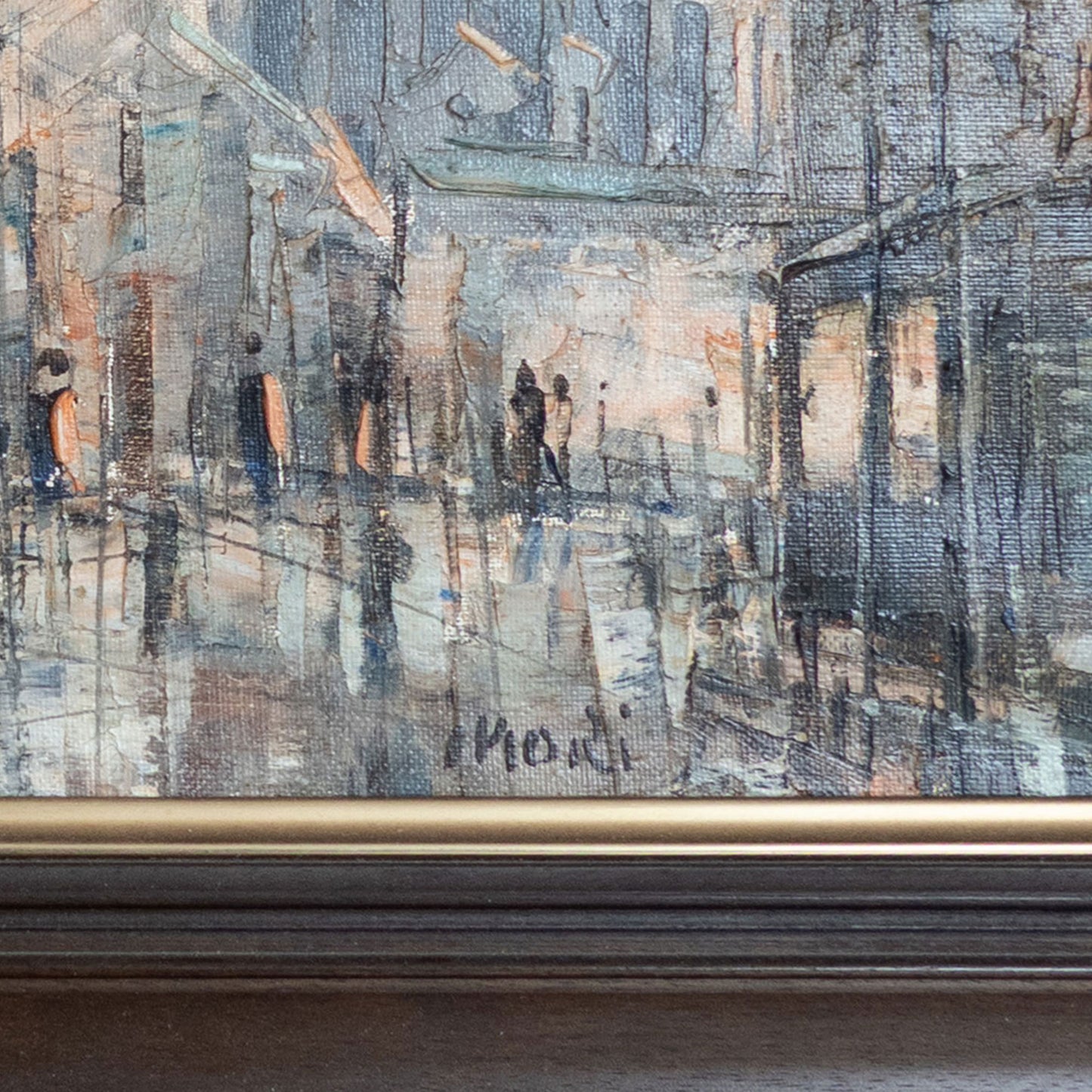 Parisian Street Scene with Sacré-Cœur – Framed Mid-Century Impressionist Cityscape