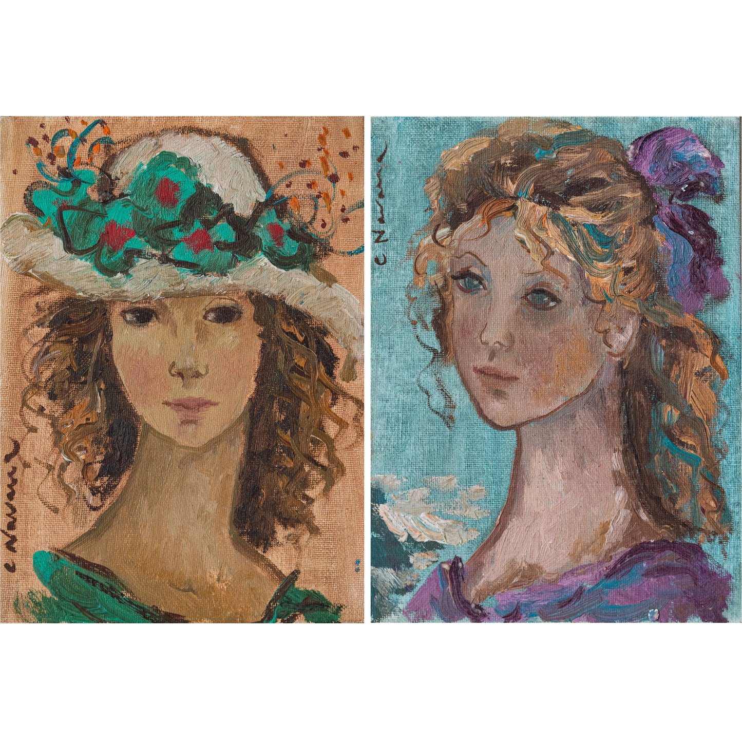 Two portraits - Young ladies.