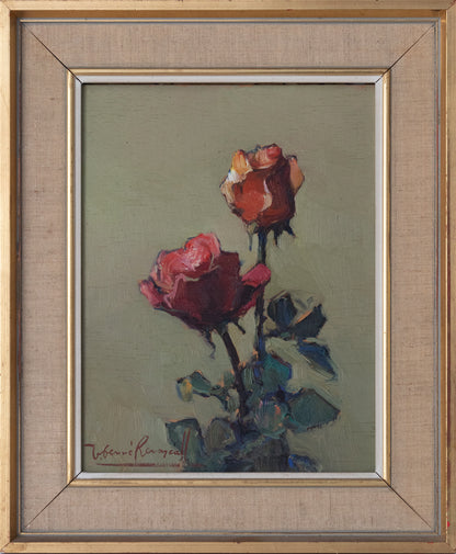 Josep FERRE REVASCALL - Oil Study of Two Roses