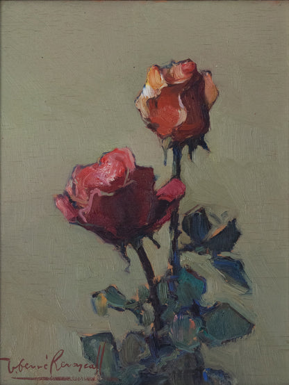 Josep FERRE REVASCALL - Oil Study of Two Roses