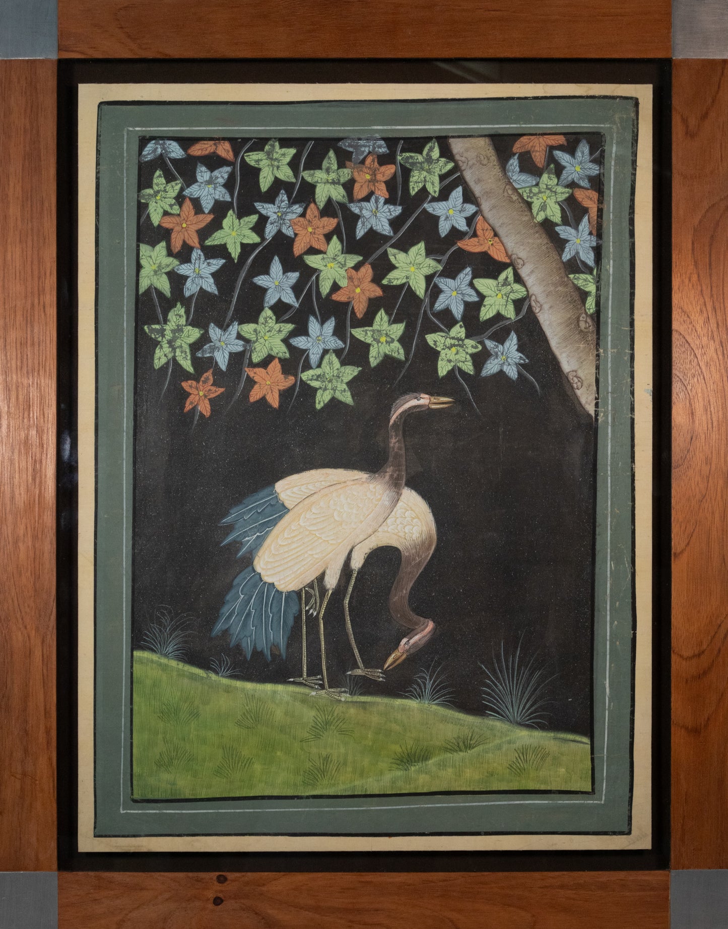 Persian Gouache of Two Herons - 19th or 20th century