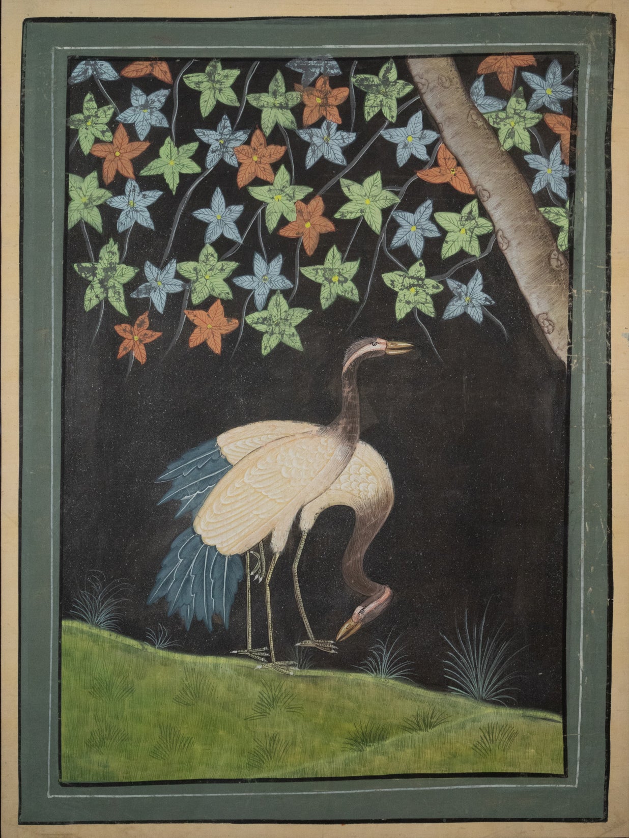 Persian Gouache of Two Herons - 19th or 20th century