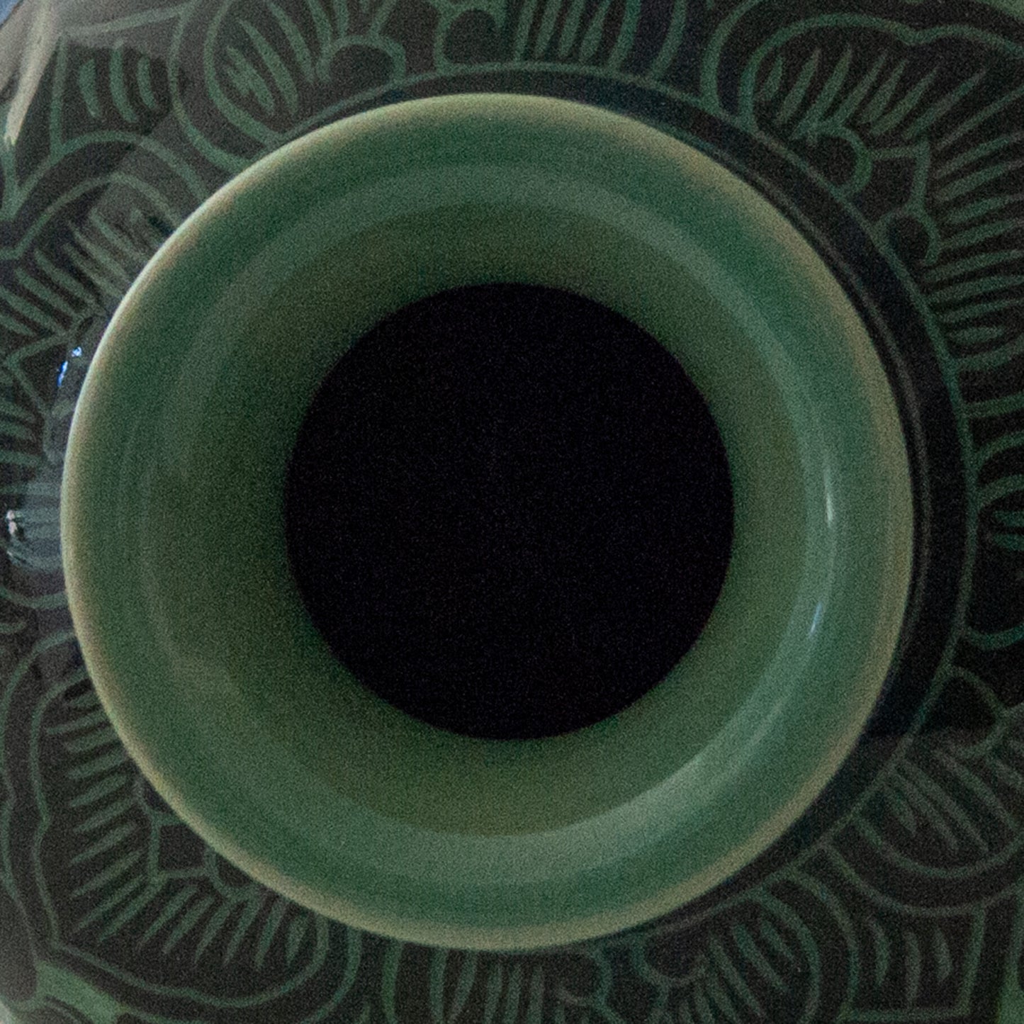 Green Bamboo Motif Vase – Signed Asian Studio Pottery
