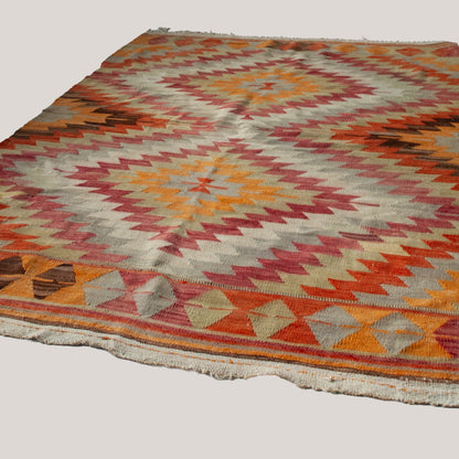 Geometric Anatolian Kilim Textile