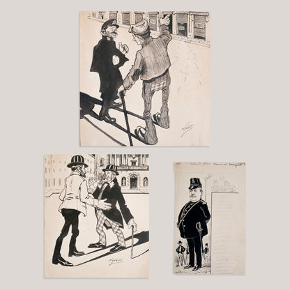 Spanish or Catalan Satirical Cartoon Studies – Unidentified Artists
