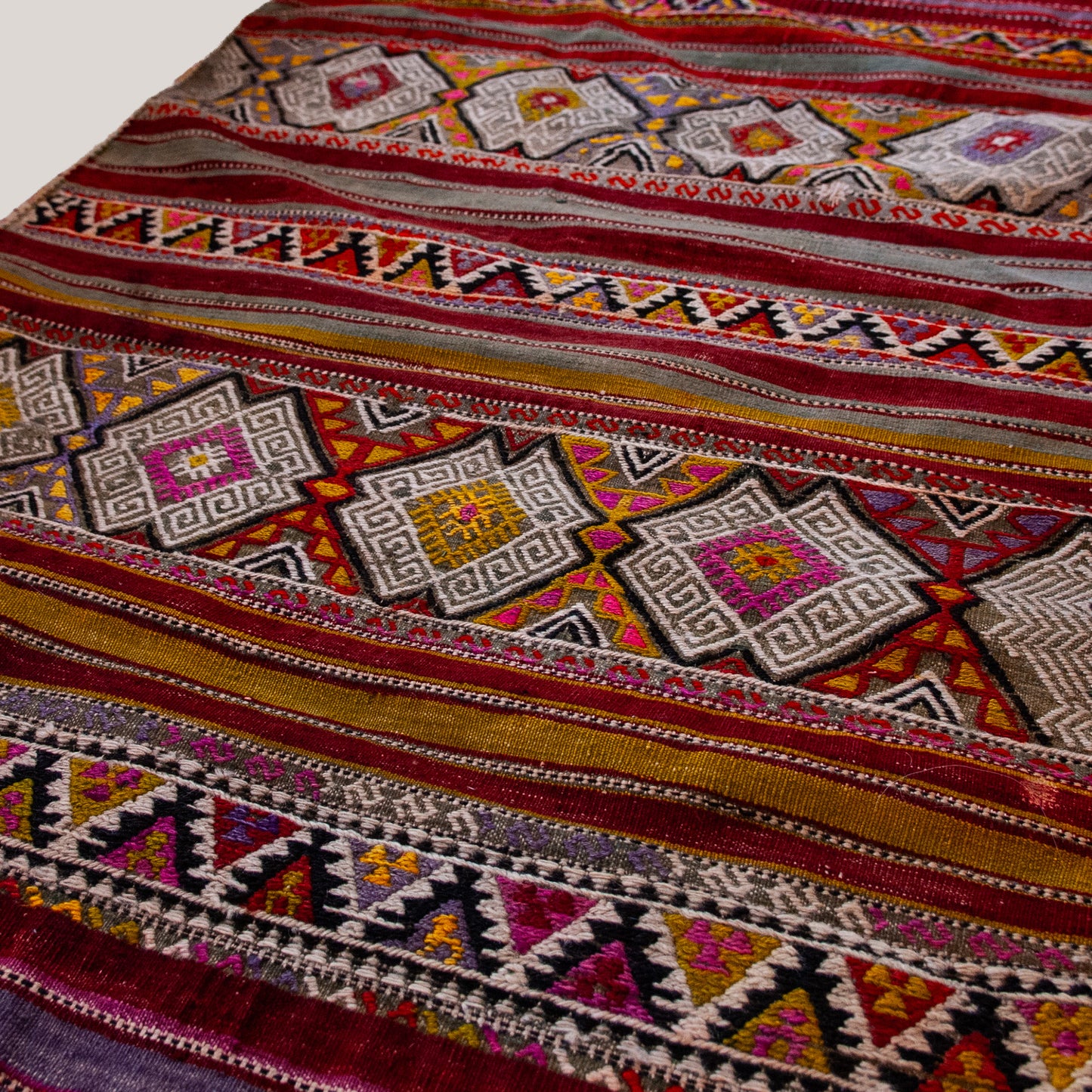 Vintage Hand Knotted Anatolian Geometric Woven Bag - Turkey