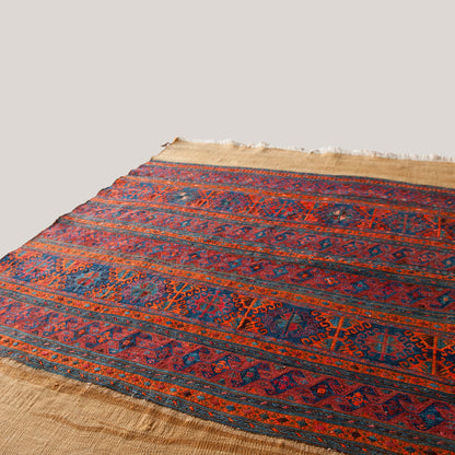Vintage Ersari Turkmen Embroidered Flatweave Textile, 166 × 129 cm
