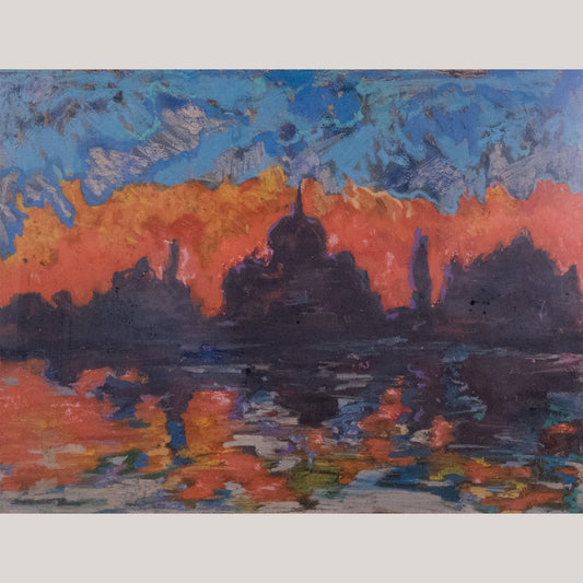 Venetian Sunset Silhouette – Impressionist Oil by an Undiscovered Artist