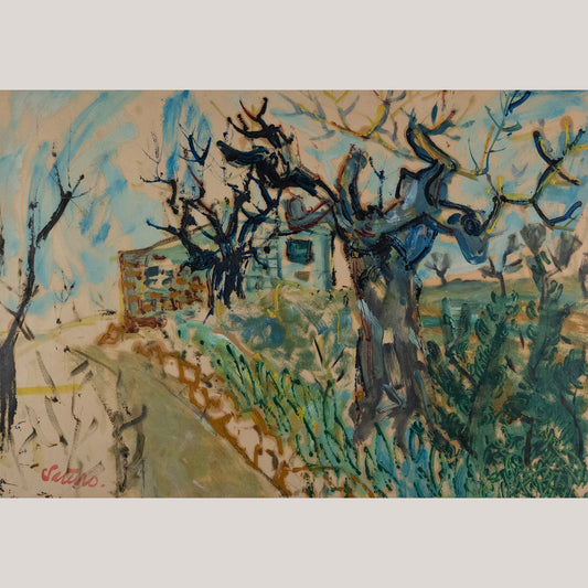 Winter Vineyard Path with Bare Trees – Saturo