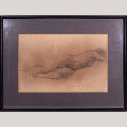 Reclining Nude Study – Original Signed Drawing 20th Century