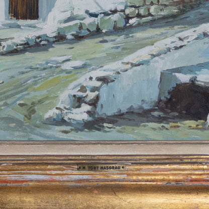 Ibizan Village Scenes – Pair of Original Oil Paintings by Miquel Tort Masgrau