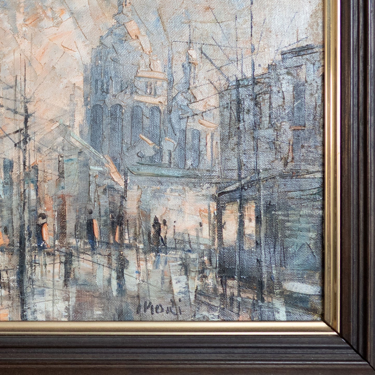 Parisian Street Scene with Sacré-Cœur – Framed Mid-Century Impressionist Cityscape