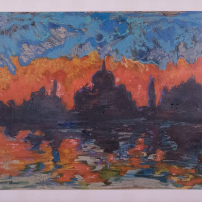 Venetian Sunset Silhouette – Impressionist Oil by an Undiscovered Artist