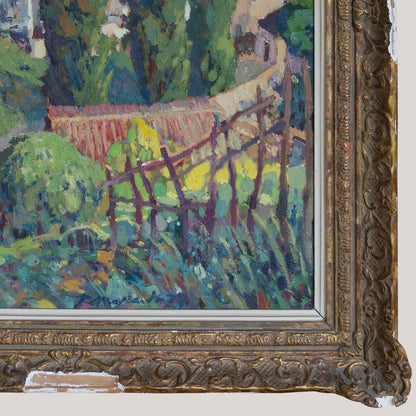 Mediterranean Village Scene – Ramón Moscardó – Original Oil on Canvas