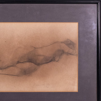 Reclining Nude Study – Original Signed Drawing 20th Century