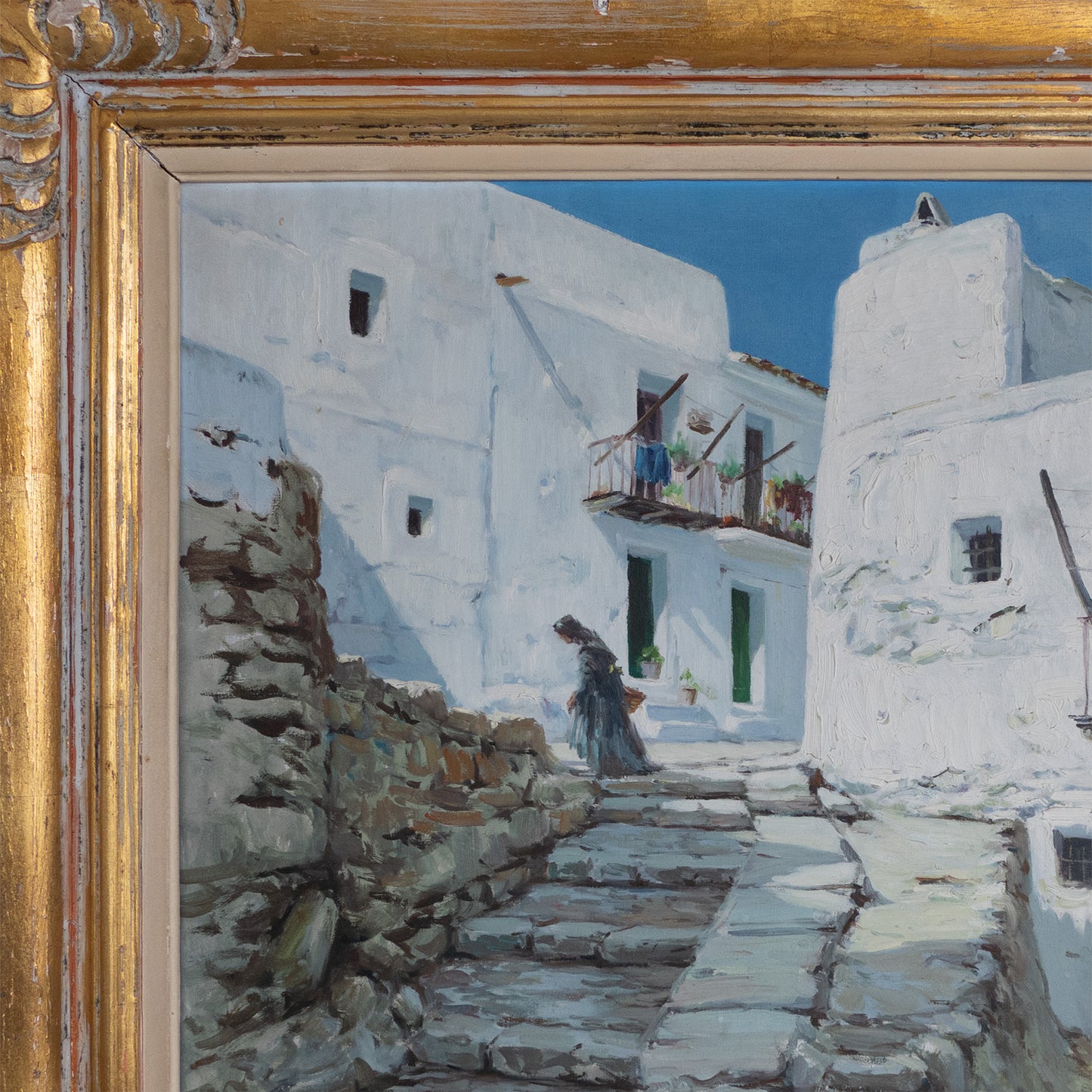 Ibizan Village Scenes – Pair of Original Oil Paintings by Miquel Tort Masgrau