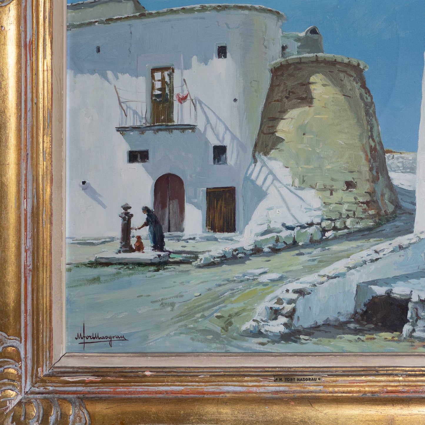 Ibizan Village Scenes – Pair of Original Oil Paintings by Miquel Tort Masgrau
