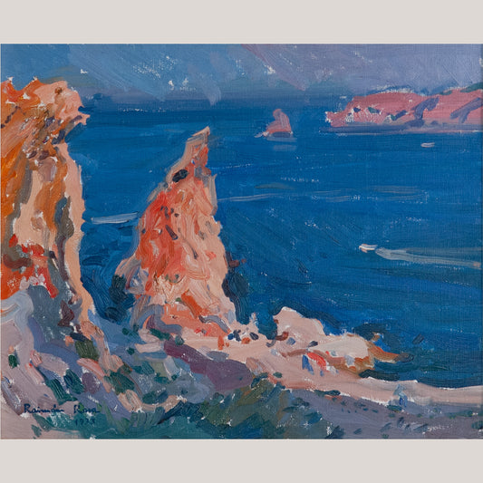 Huile impressionniste coloriste – Falaises côtières – Raimon Roca