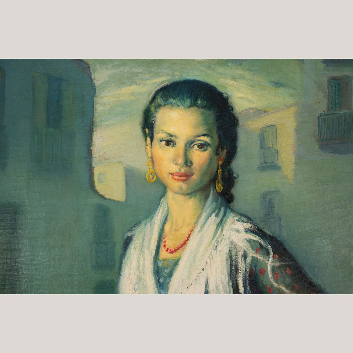 "Gipsy - Rosario" of Montjuich - JOSÉ LAMUÑO  - Framed Oil on Canvas