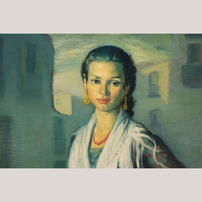 "Gipsy - Rosario" of Montjuich - JOSÉ LAMUÑO  - Framed Oil on Canvas