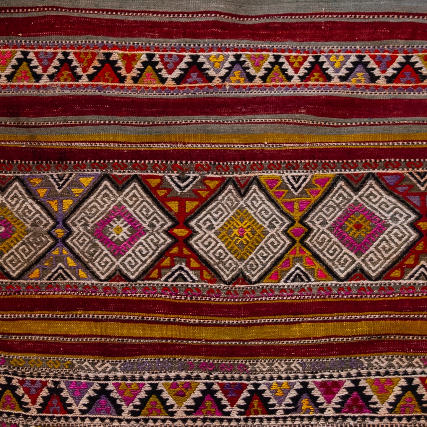 Vintage Hand Knotted Anatolian Geometric Woven Bag - Turkey