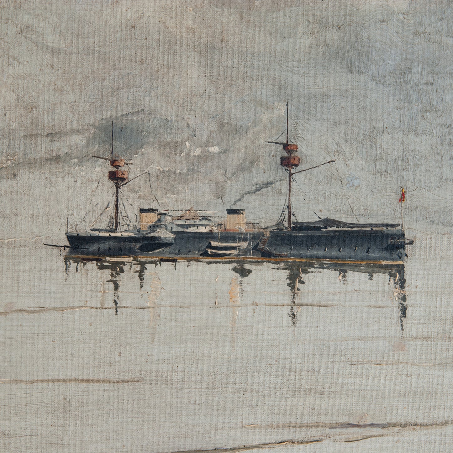 Spanish Steam Warship Pelayo – Signed and Dated - Oil on Canvas