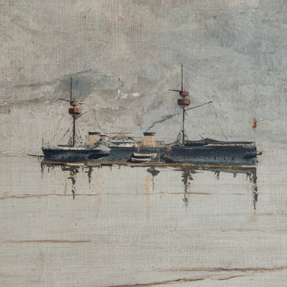 Spanish Steam Warship Pelayo – Signed and Dated - Oil on Canvas