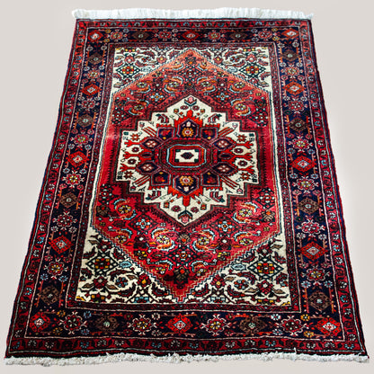 Hand-Knotted Vintage Persian Heriz Rug
