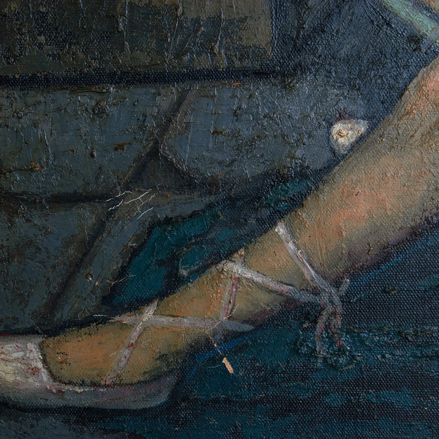 Backstage with Clowns and Dancers – Large Original Oil Study by M. Duval