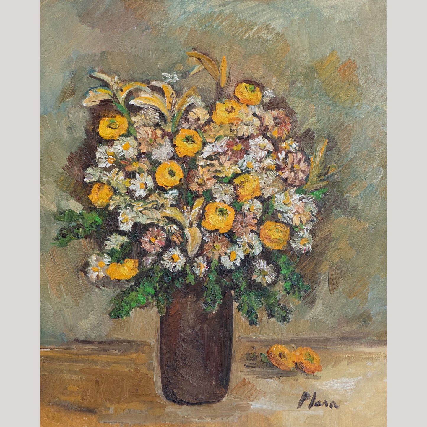 Radiant Blooms in Golden Light – Floral Still Life by Francesca Plasa