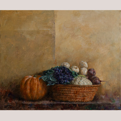 Still Life with Autumn Vegetables – Artist Presently Unidentified - Signed Oil on Canvas
