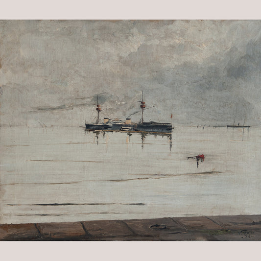 Spanish Steam Warship Pelayo – Signed and Dated - Oil on Canvas