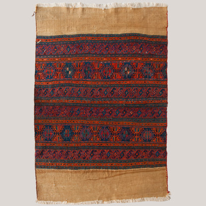 Vintage Ersari Turkmen Embroidered Flatweave Textile, 166 × 129 cm