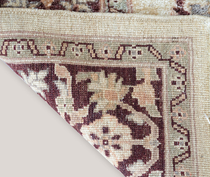 Vintage Indo-Persian Floral Rug | Ivory Ground with Burgundy Border | 273 × 187 cm