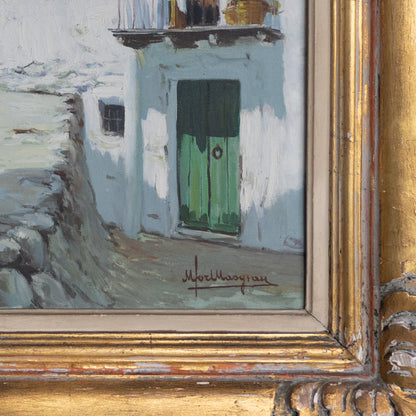 Ibizan Village Scenes – Pair of Original Oil Paintings by Miquel Tort Masgrau