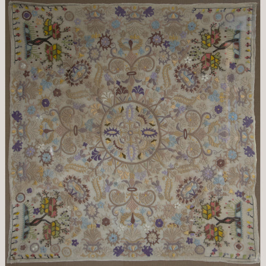 Vintage Embroidered Sampler – Hand-Stitched Floral Textile