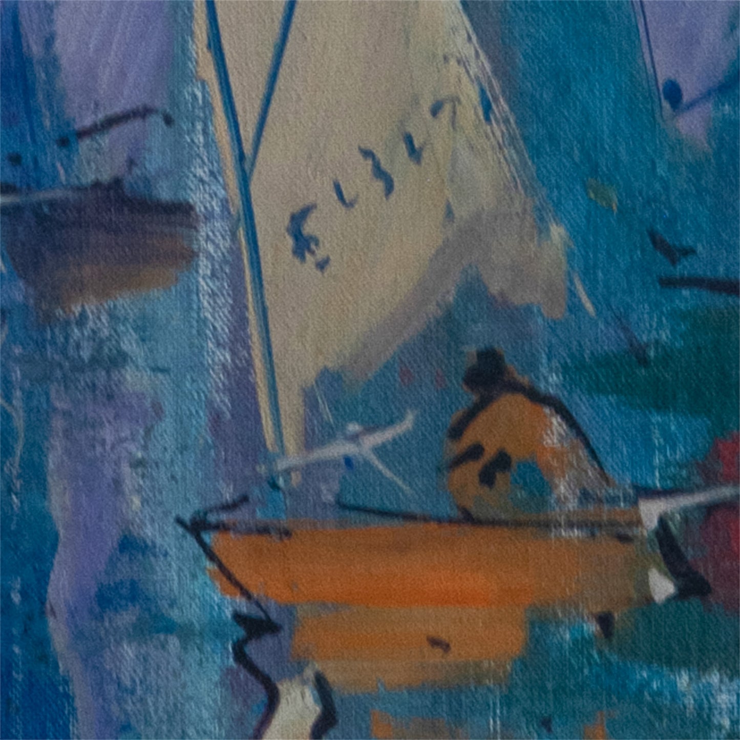 Sailboats in Port – Josep Sarquella i Escobet – Original Oil on Canvas