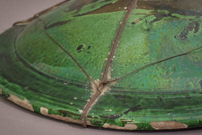 Interesting Early Green Folk Art Plate