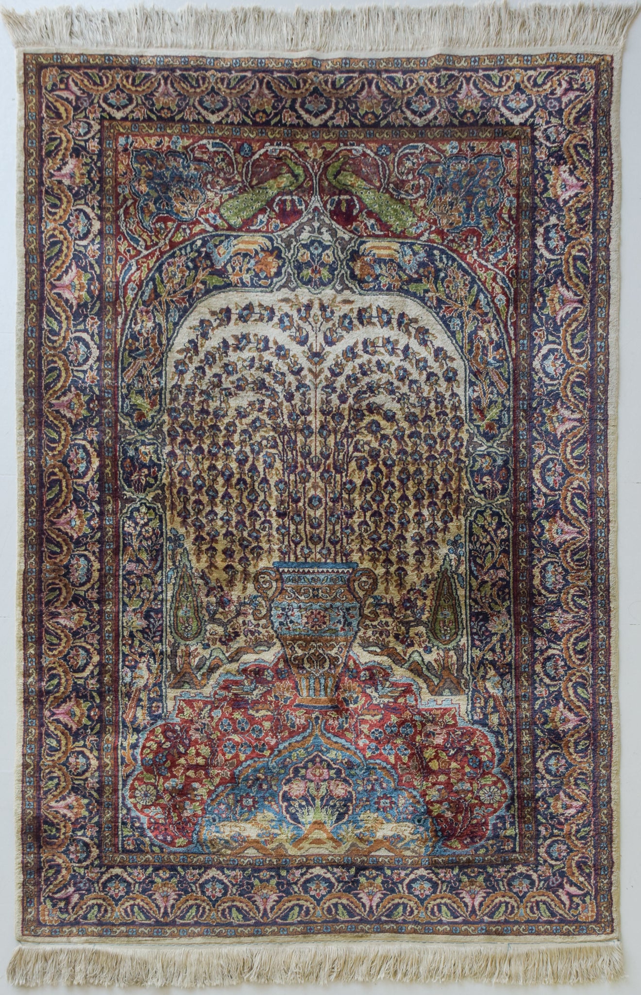 Handwoven Vintage Rug - Peacocks and Lions