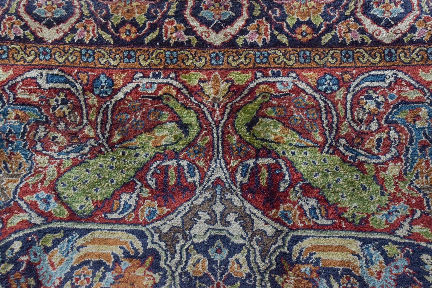 Handwoven Vintage Rug - Peacocks and Lions