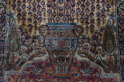 Handwoven Rug with Peacocks and Lions