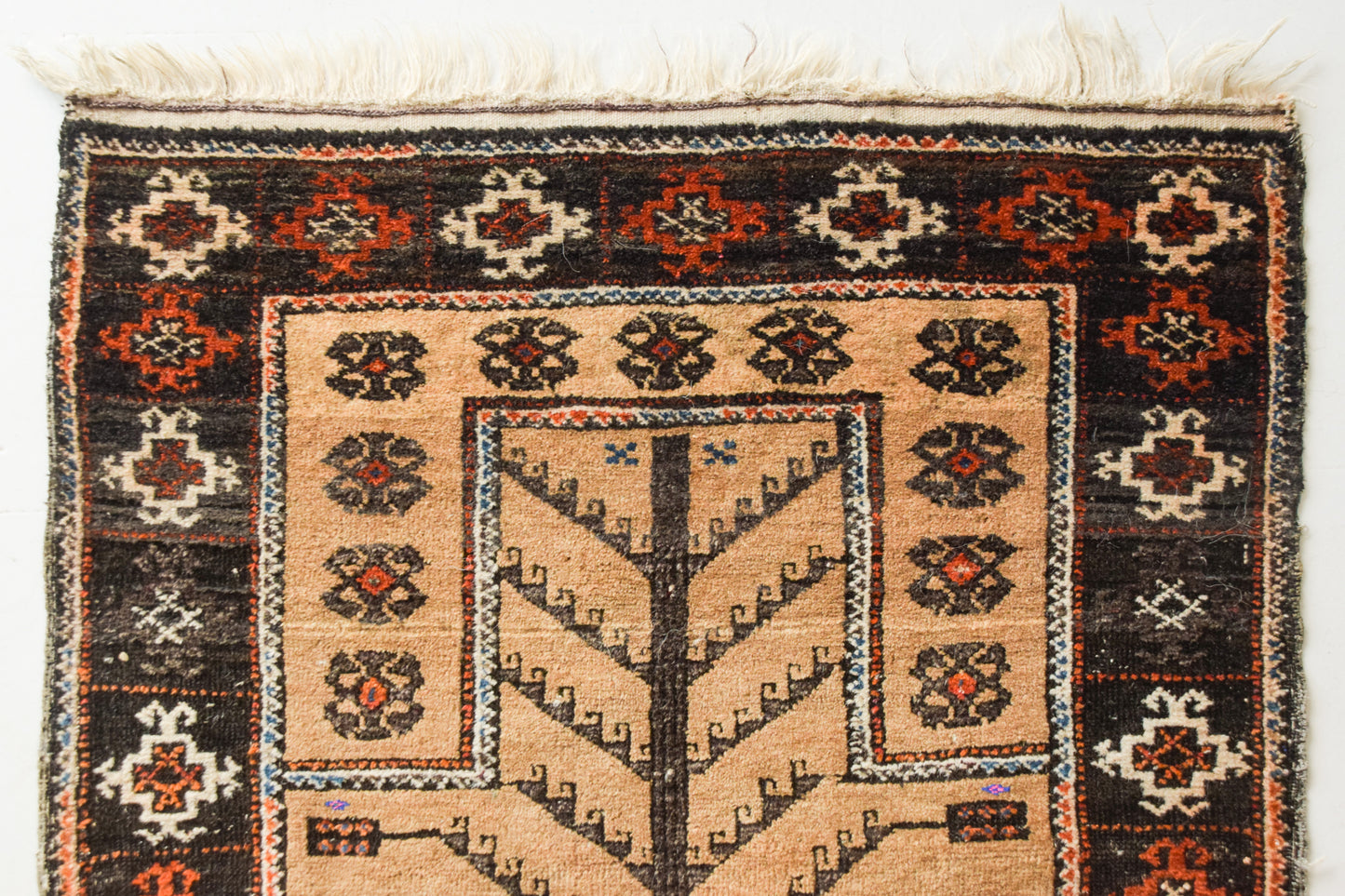 Interesante alfombra afgana tejida a mano